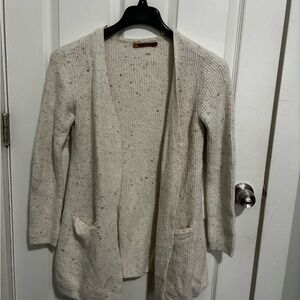 Belldini Cream Speckled Open-Front Cardigan